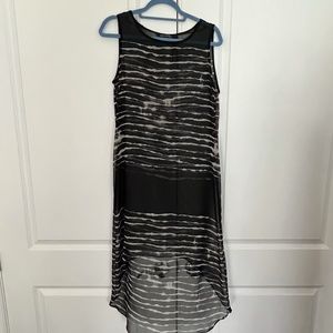 ZARA Sleeveless Sheer Dress - Navy/White